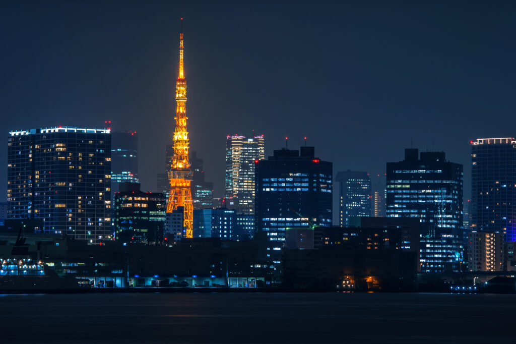 Tokyo cityscape at night, Japan.